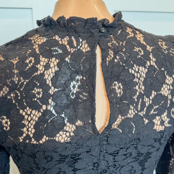 NWT- Skylar High Neck Black Lace Knit Gothic Blouse, Side Zipper, Women’s Small - Picture 7 of 10